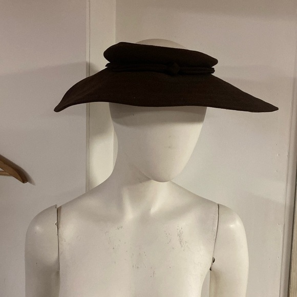 DebWay wide brim 50s vintage brown hat main image 5